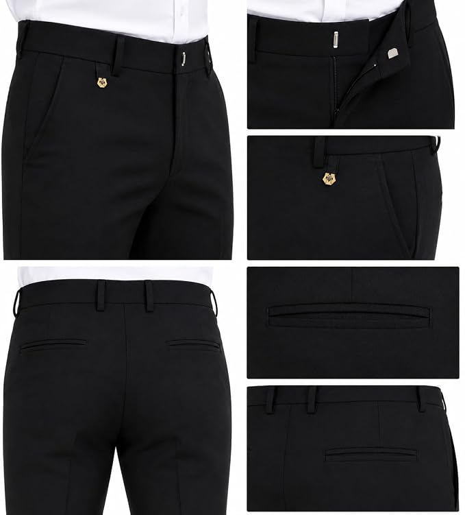 Men’s Formal Bootcut Pants | Stretchable Trousers | High Rise Flared Fit Pants | Office & Formal & Casual Wear (Black) - Image 5