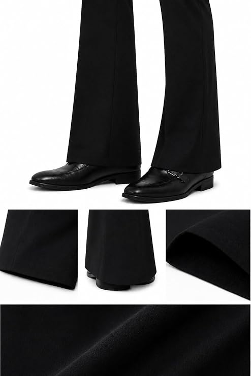 Men’s Formal Bootcut Pants | Stretchable Trousers | High Rise Flared Fit Pants | Office & Formal & Casual Wear (Black) - Image 6